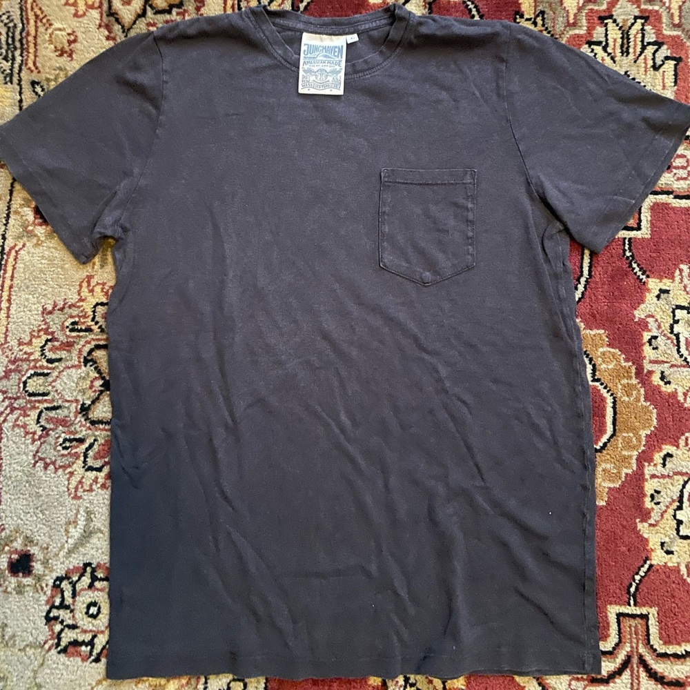 Jungmaven T Shirt Mens Large Regular Fit Crew Neck Short Sleeve Black